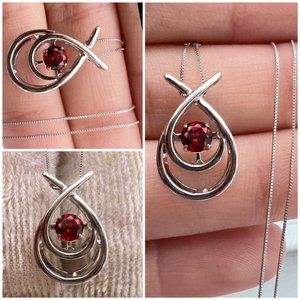 Kay Jewelers Silver and Red Garnet Necklace